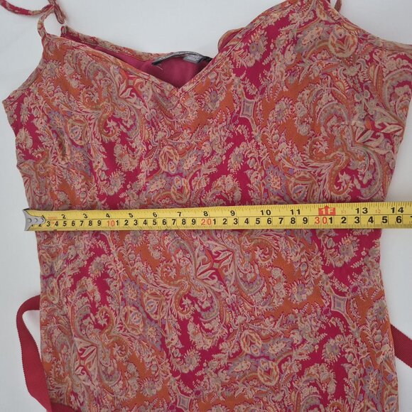 Tristan Iseut Silk Midi Dress boho chic Earth Tones VTG Size 8 Irregular hem - Picture 10 of 16